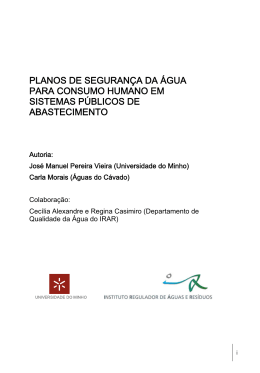 planos de seguran&ccedil;a da &aacute;gua para consumo humano em sistemas