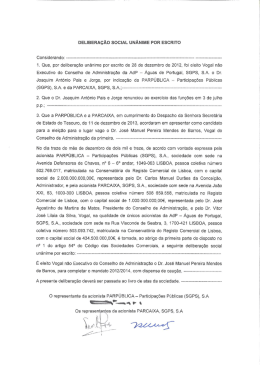 DELIBERA&Ccedil;&Atilde;O SOCIAL UN&Acirc;NIME POR ESCRITO