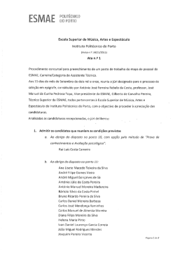 ATA nº1 - apreciação/admissão
