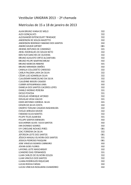 Vestibular UNIGRAN 2013 - 2&ordf; chamada Matr&iacute;culas de 15 a 18 de