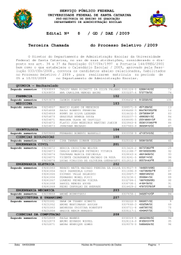 Edital Nº / GD / DAE / 8 2009 Terceira Chamada do Processo