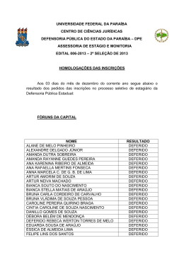 Edital 006 &ndash; 2013 - CCJ - Universidade Federal da Para&iacute;ba
