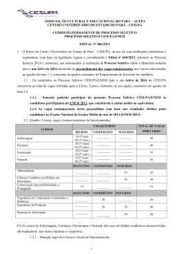 Edital 004/2014 - Processo Seletivo CESUPA/ENEM