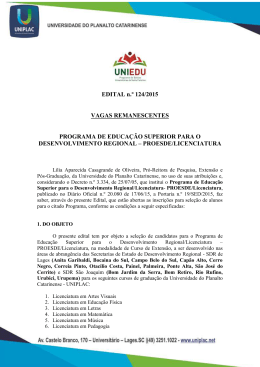 Inscri&ccedil;&otilde;es para Vagas remanescentes - PROESDE