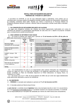 EDITAL PARA ESTAGI&Aacute;RIOS BOLSISTAS PER&Iacute;ODO DE