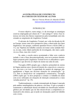 As estrat&eacute;gias de constru&ccedil;&atilde;o da coes&atilde;o em textos de alunos