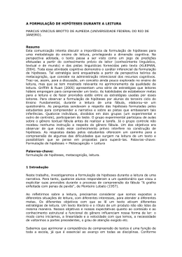 A formula&ccedil;&atilde;o de hip&oacute;teses durante a leitura