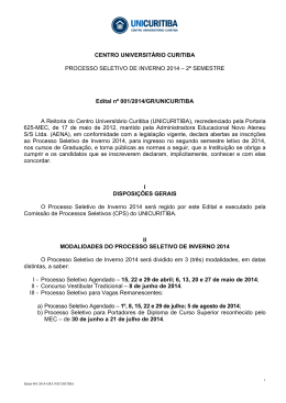 Processo Seletivo de Inverno 2014