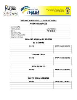 ficha de inscri&ccedil;&atilde;o rela&ccedil;&atilde;o nominal de atletas 50 metros 100 metros
