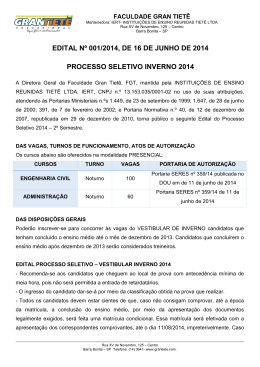 Edital - Faculdade Gran Tiet&ecirc;