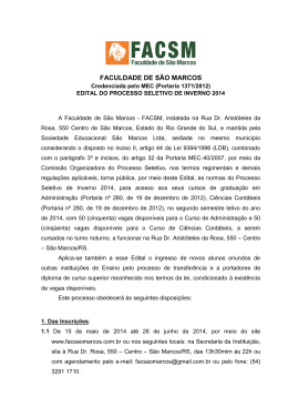 Edital Vestibular de Inverno 2014