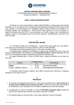 Edital 2&ordm; Processo de Transfer&ecirc;ncia Inverno 2014