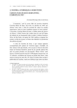 3.3 MEM&Oacute;RIA, AUTOBIOGRAFIA E DI&Aacute;RIO &Iacute;NTIMO CAROLINA