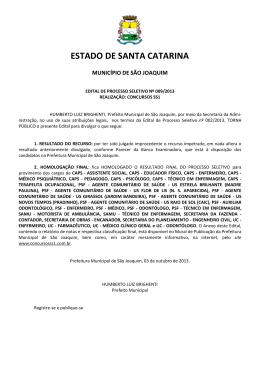 Edital de Homologa&ccedil;&atilde;o Final