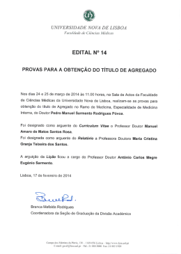 Edital N&ordm; 14 - Faculdade de Ci&ecirc;ncias M&eacute;dicas da Universidade