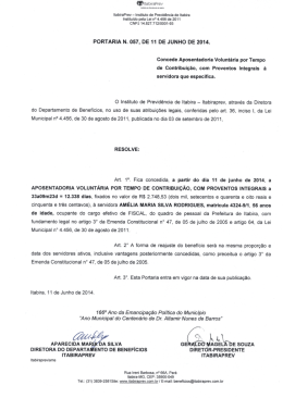 Portarias 057/2014 – Aposentadoria de Amélia Maria Silva Rodrigues