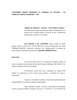 ilustrissimo senhor presidente da comiss&atilde;o de licita&ccedil;&agrave;o