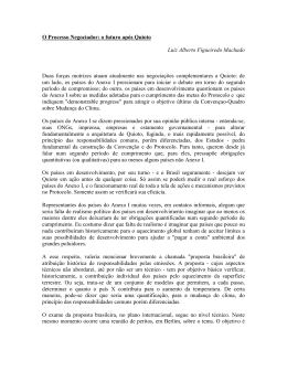 O Processo Negociador: o futuro aps Quioto