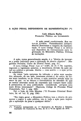 Doutrina A acao penal dependente de representacao Por