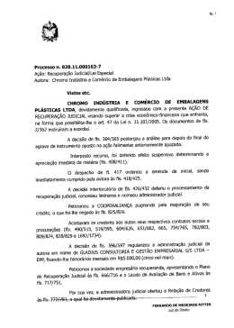 Sentença de concessão da Recuperação Judicial nos termos do