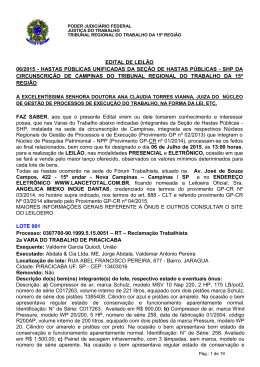 EDITAL DE LEIL&Atilde;O 06/2015 - HASTAS P&Uacute;BLICAS