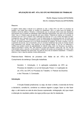 APLICA&Ccedil;&Atilde;O DO ART. 475-J DO CPC NO PROCESSO DO