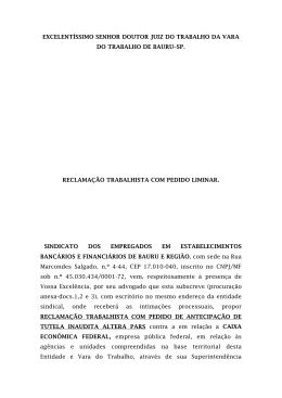 peti&ccedil;&atilde;o inicial - Sindicato dos Banc&aacute;rios e Financi&aacute;rios de Bauru e