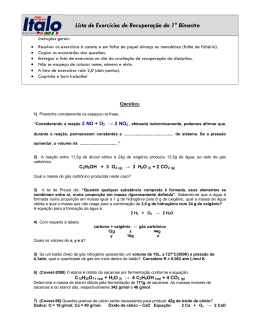 Lista de Exercícios de Recuperação do 1° Bimestre