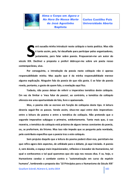 Alma e Corpo em Agora e Na Hora Da Nossa Morte de Jos&eacute;