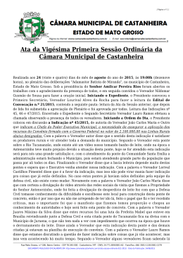 Ata da Vig&eacute;sima Primeira Sess&atilde;o Ordin&aacute;ria da C&acirc;mara Municipal