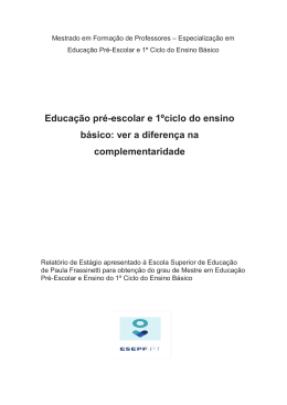 Educa&ccedil;&atilde;o pr&eacute;-escolar e 1&ordm;ciclo do ensino b&aacute;sico