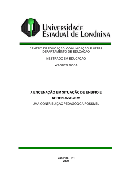 a encena&ccedil;&atilde;o em situa&ccedil;&atilde;o de ensino e aprendizagem