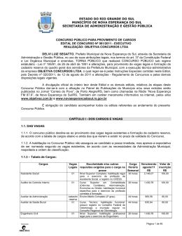 Edital de Abertura das Inscri&ccedil;&otilde;es