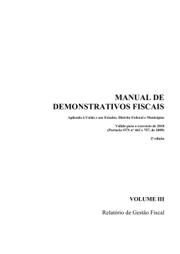 Volume III - Relat&oacute;rio de Gest&atilde;o Fiscal &ndash; Anexo