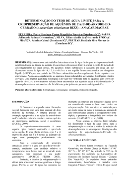 DETERMINA&Ccedil;&Atilde;O DO TEOR DE &Aacute;GUA LIMITE PARA A