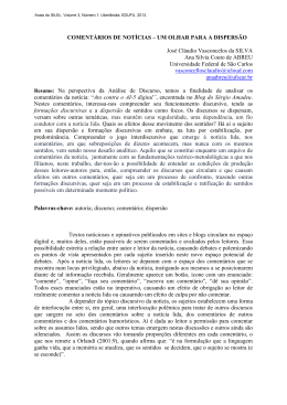 COMENTÁRIOS DE NOTÍCIAS – UM OLHAR PARA A DISPERSÃO