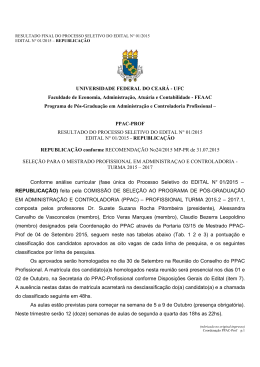 Resultado Final Edital 01/2015 - PPAC