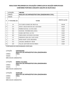 RESULTADO PRELIMINAR DA AVALIA&Ccedil;&Atilde;O CURRICULAR