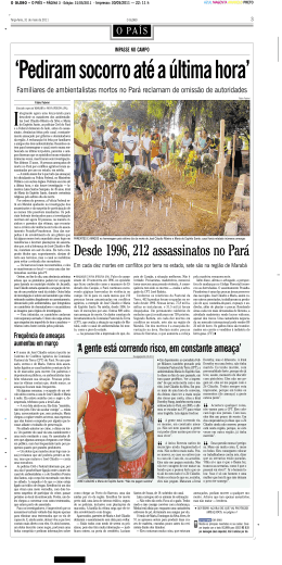 Desde 1996, 212 assassinatos no Pará