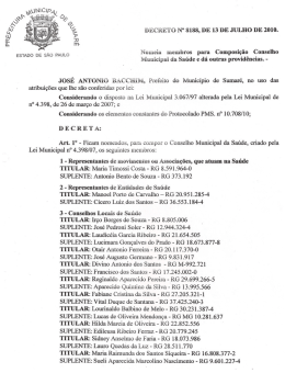 DEQRET&Uacute; N&rdquo; 8188, DE 13 DE JULHO DE 201.0.. Nomeia membros