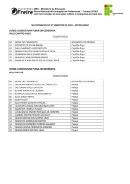 selecionados do 2&ordm; semestre de 2010 &ndash; repescagem - Parfor