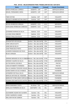 Resultado da sele&ccedil;&atilde;o dos terceirizados para trabalhar no PAS