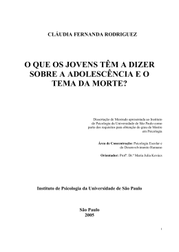 o que os jovens têm a dizer sobre a adolescência e o tema da morte?