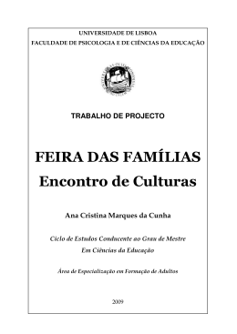 FEIRA DAS FAMÍLIAS Encontro de Culturas