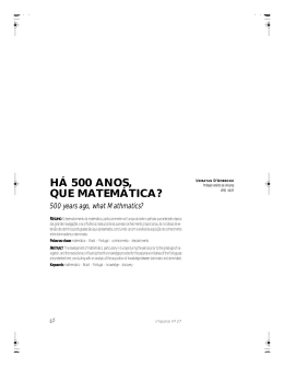 H&Aacute; 500 ANOS, QUE MATEM&Aacute;TICA?