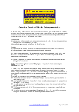 Qu&iacute;mica Geral &ndash; C&aacute;lculo Estequiom&eacute;trico
