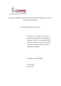 GEST&Atilde;O DE RES&Iacute;DUOS PL&Aacute;STICOS P&Oacute;S-CONSUMO - PPE