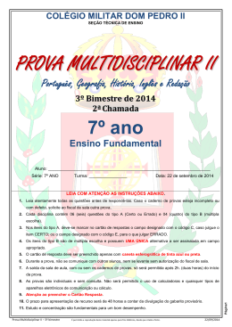 PROVA MULTIDISCIPLINAR II - Col&eacute;gio Militar Dom Pedro II
