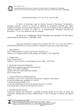 Portaria Inmetro/Dimel n&ordm; 121, de 06 de Abril de 2009. O Diretor de