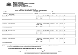 CADASTRAMENTO DE DEPENDENTES Servidor: Matr&iacute;cula SIAPE: